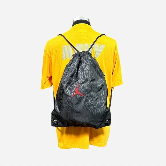 Jordan Jump Man Black Pattern Padded Drawstring Gym Bag